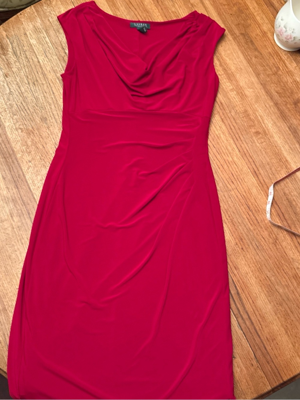 Ralph Lauren Fitted Red Midi Sheath Dress